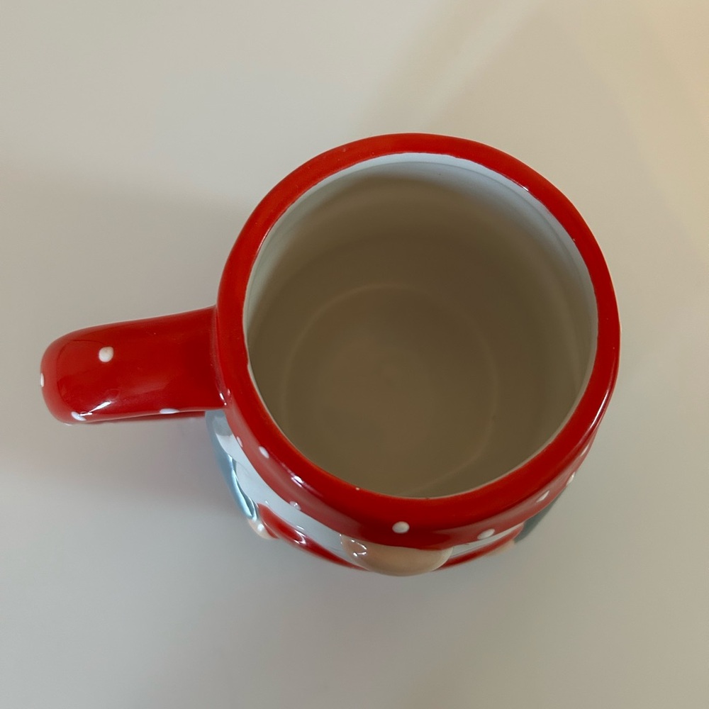 Adorable Red Heart Valentine Gnome Mug w Gray Sweater & Red Polka Dot Hat 16 oz - Picture 6 of 8
